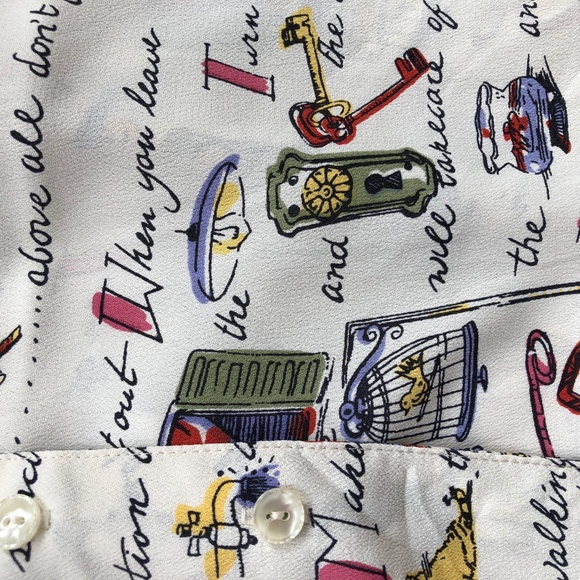 BIO BOTTOMS rayon printed button shirt/CUTE! - Picture 6 of 8